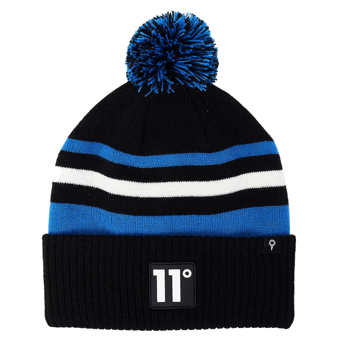 11 Degrees Fleece Lined Graphic POM Golf Beanie, Mens, Black/white/surf, One size | American Golf