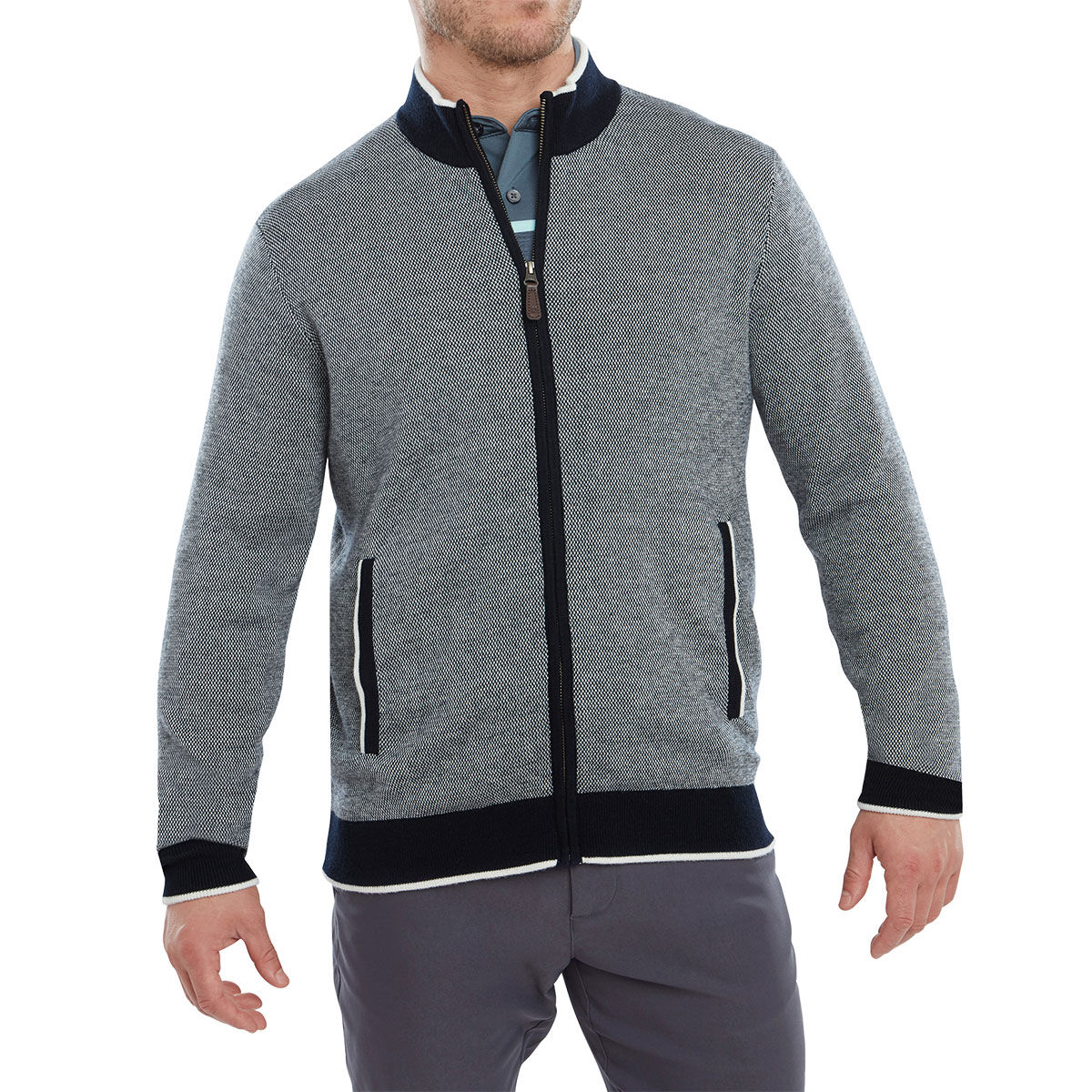 FootJoy Men’s Wool Blend Full Zip Lined Golf Midlayer, Mens, Navy, Small | American Golf