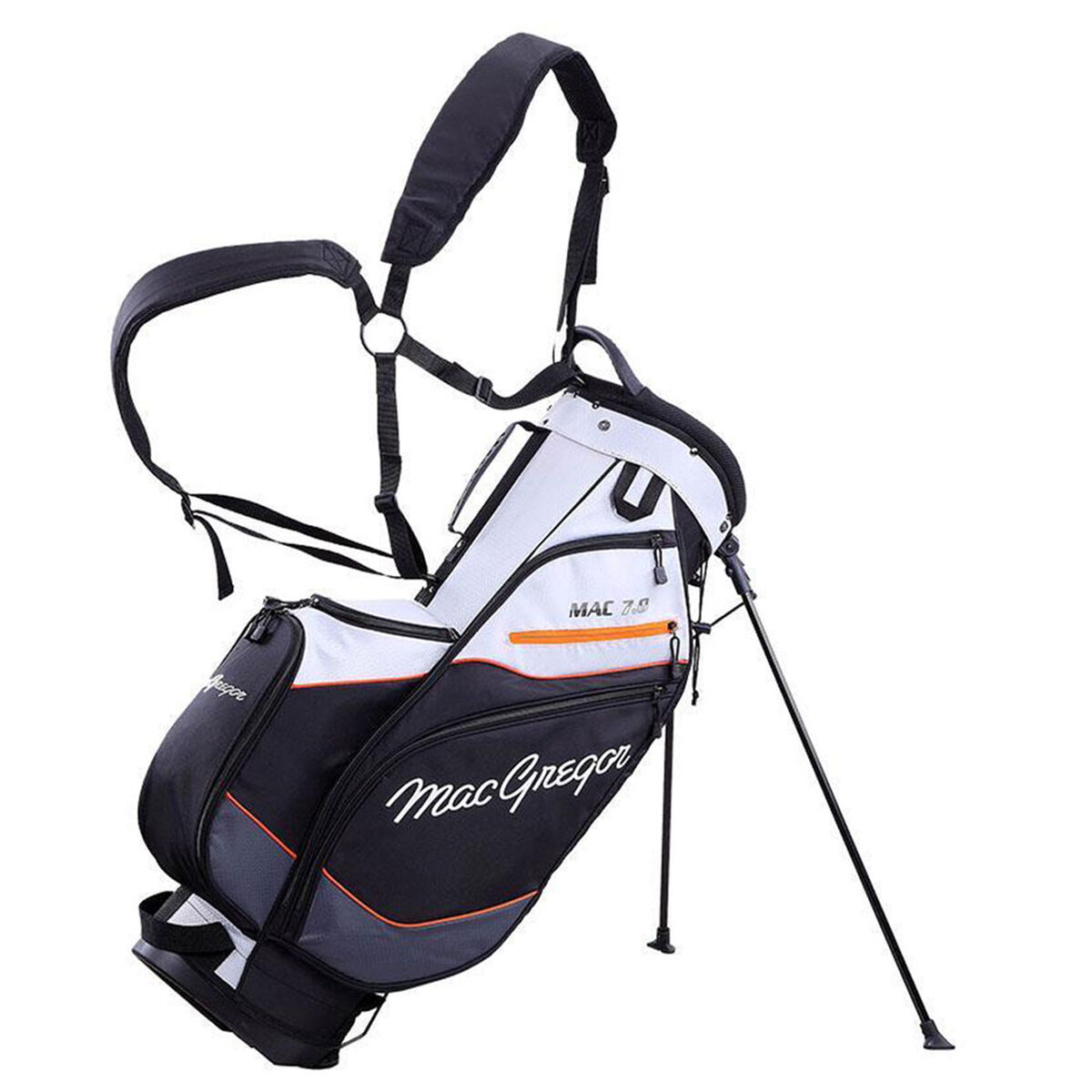 MacGregor MAC 7.0 Lightweight Golf Stand Bag, Silver/black/orange | American Golf