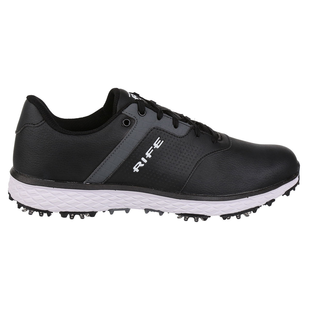Rife Black and Grey Stylish Striped Lightning Waterproof Spiked Golf Shoes, Size: 8 | American Golf