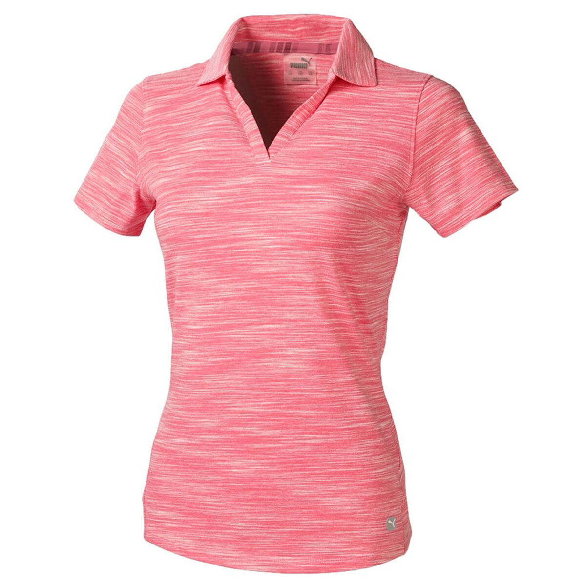 PUMA Womens Heather Slub Stretch Golf Polo Shirt, Female, Rapture rose heather, Xs | American Golf