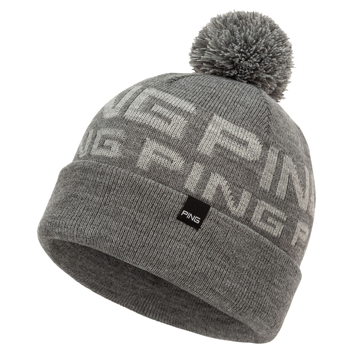 PING Mens Grey And Silver Logo Print Golf Bobble Hat, Size: One Size  | American Golf