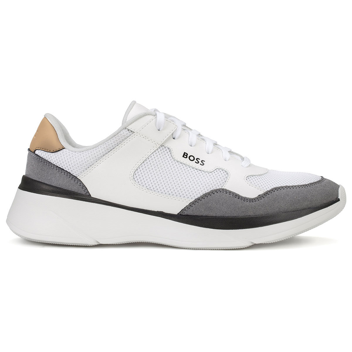 Hugo Boss Mens White and Grey Lightweight Dean Running Style Golf Trainers, Size: 7 | American Golf