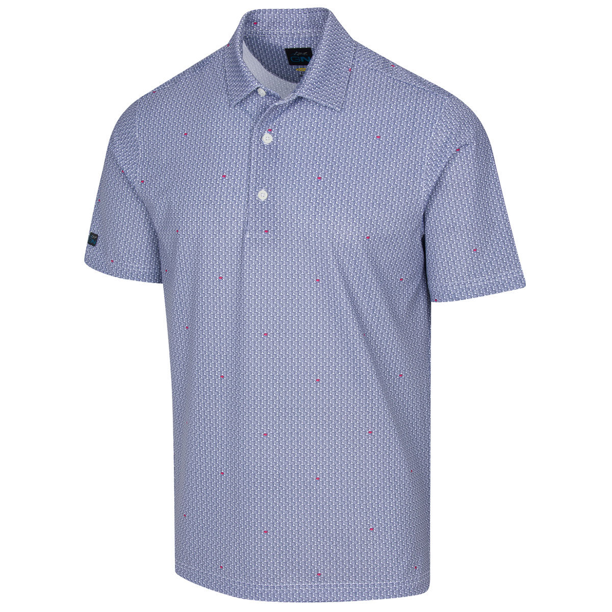 Greg Norman Men’s Blue Pie Foulard Golf Polo Shirt, Size: M | American Golf