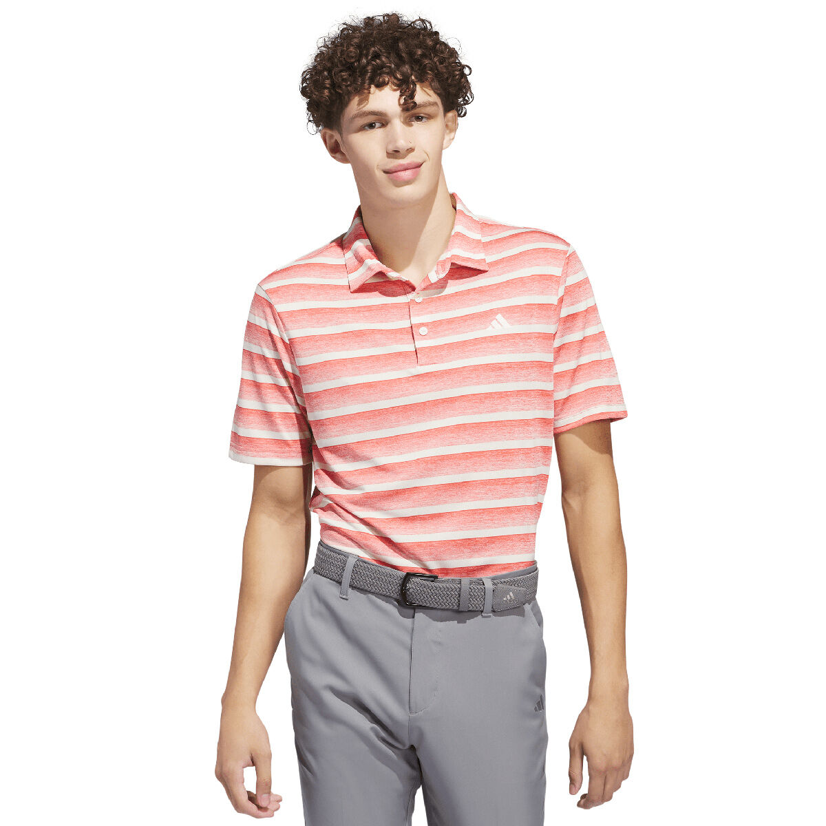 adidas Men’s Two Colour Stripe Golf Polo Shirt, Mens, Preloved scarlet/ivory, Medium | American Golf