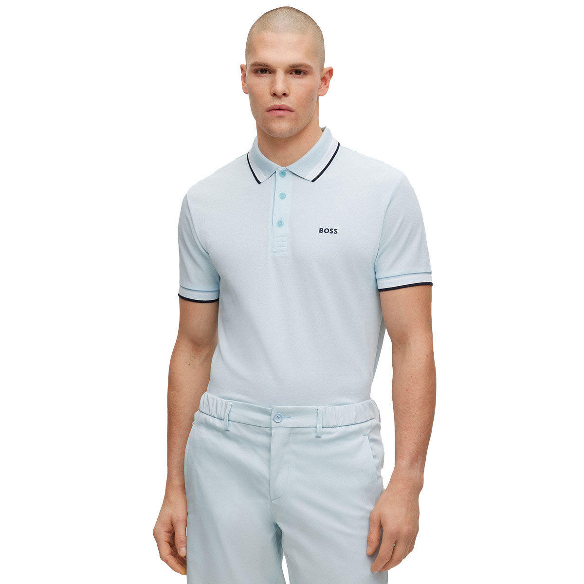 Hugo Boss Mens Light Blue Stripe Paddy Golf Polo Shirt, Size: Large | American Golf