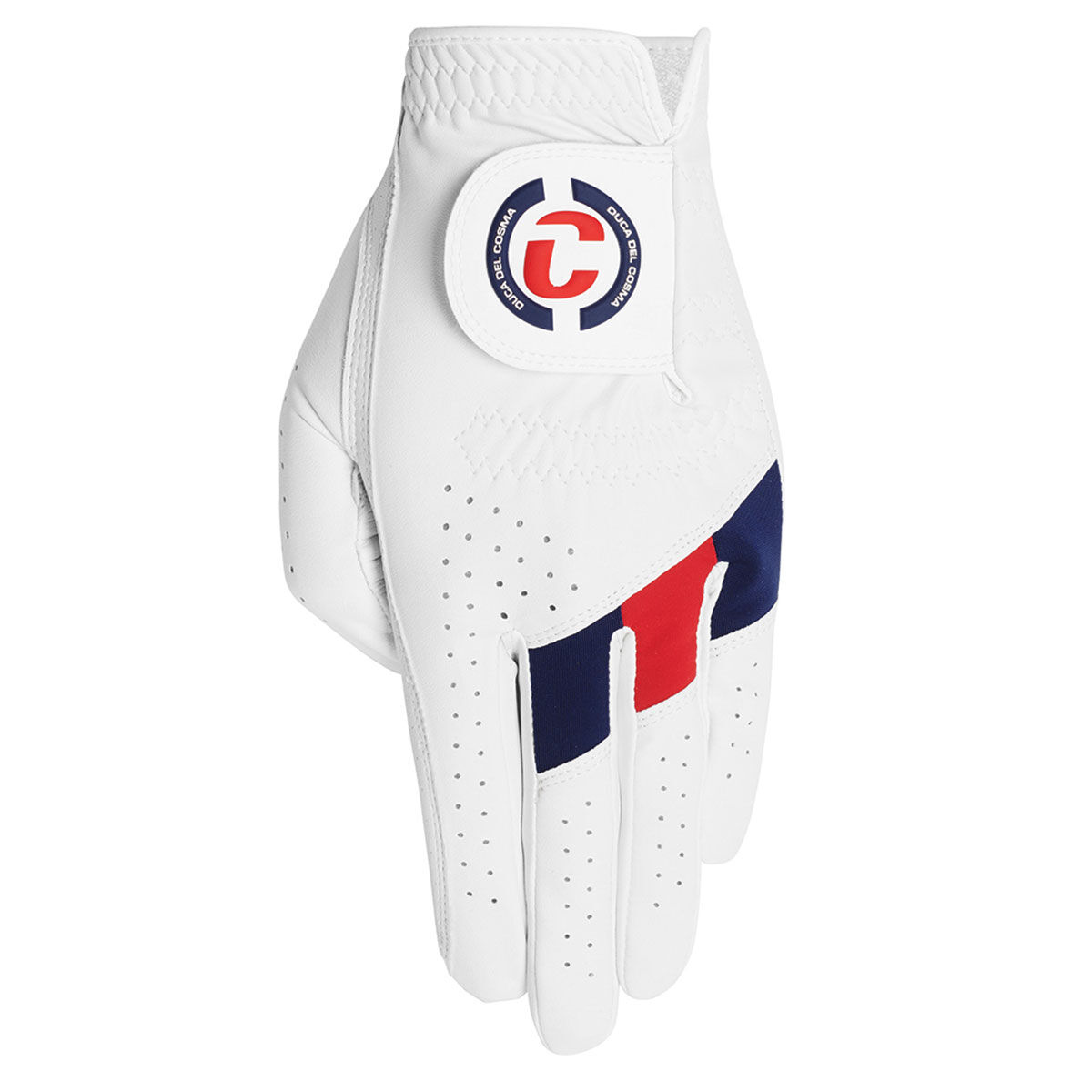 Duca Del Cosma Men’s Hybrid Pro Brompton Golf Glove, Mens, Left hand, Xl, White/navy/red | American Golf