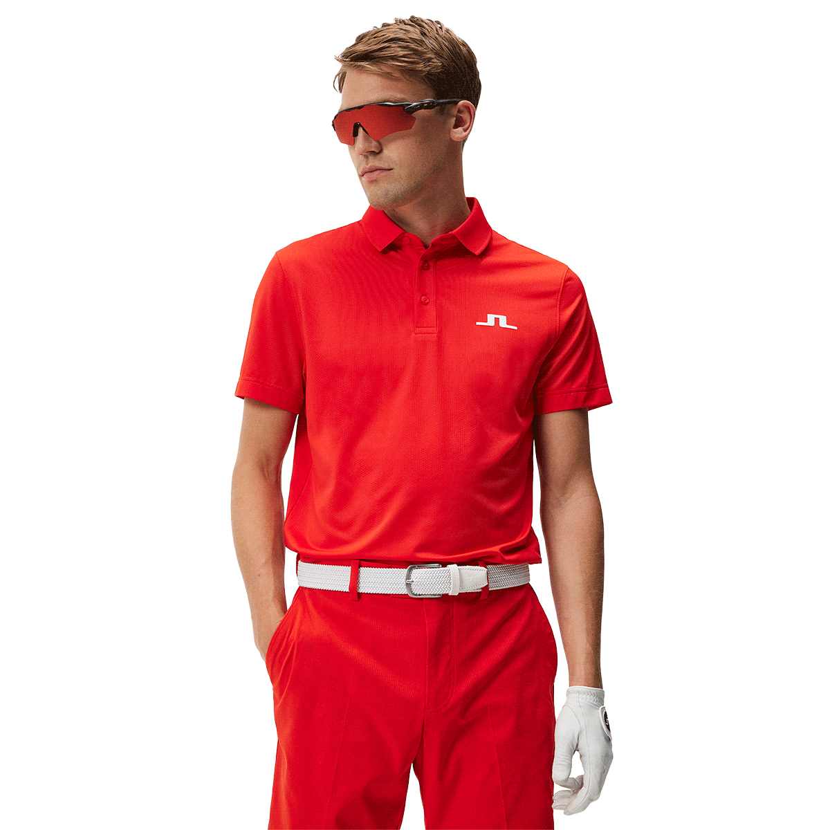 J.Lindeberg Men’s Bridge Golf Polo Shirt, Mens, Fiery red, Medium | American Golf