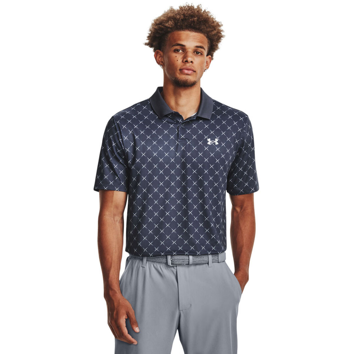 Under Armour Men’s Performance 3.0 Printed Golf Polo Shirt, Mens, Downpour gray/halo gray, Small | American Golf