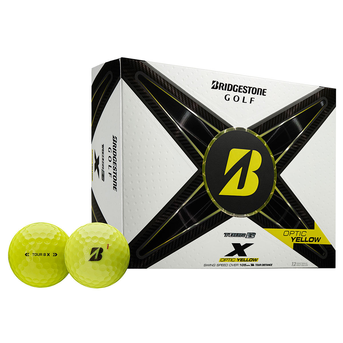 Bridgestone Tour B X Mindset 12 Golf Ball Pack, Mens, Yellow | American Golf