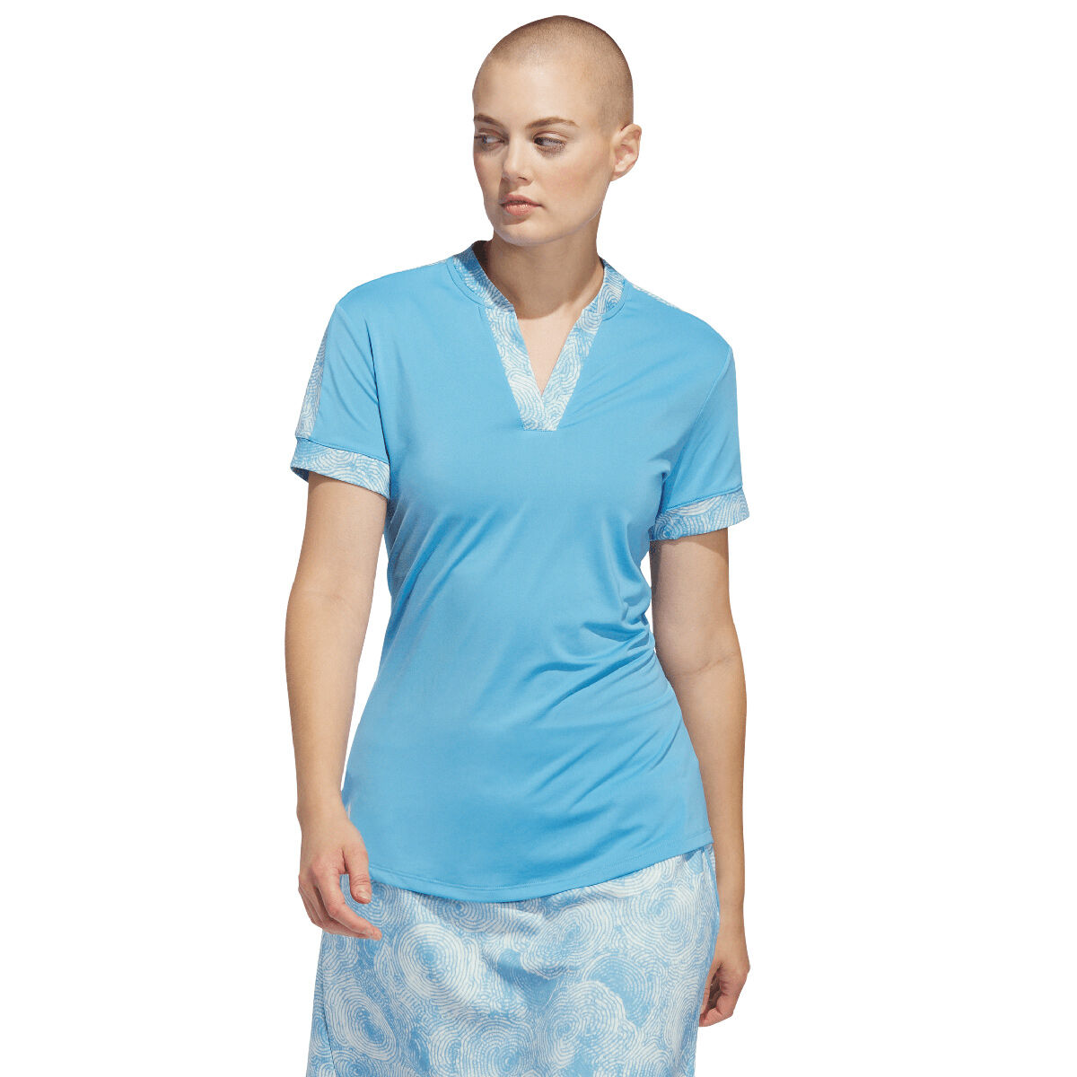 adidas Womens Ultimate365 Printed Golf Polo Shirt, Female, Semi blue burst, Large | American Golf