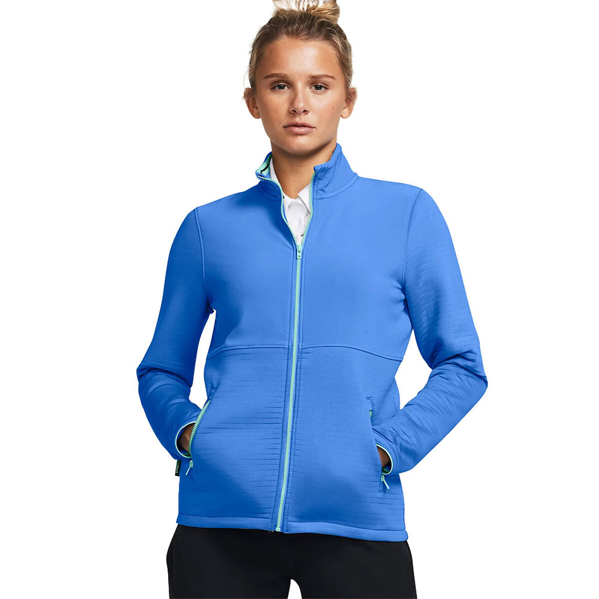 Under Armour Womens Storm Daytona Full Zip Golf Jacket, Female, Water/neo turquoise/silver, Small | American Golf