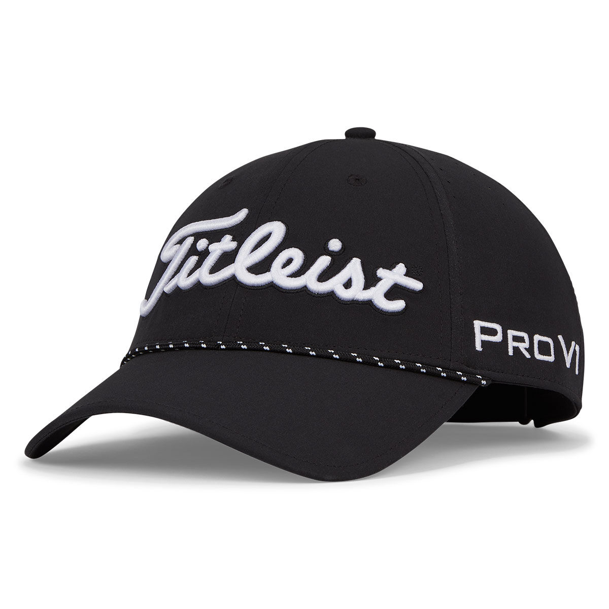 Titleist Men’s Black and White Lightweight Tour Breezer Rope Golf Cap | American Golf, One Size