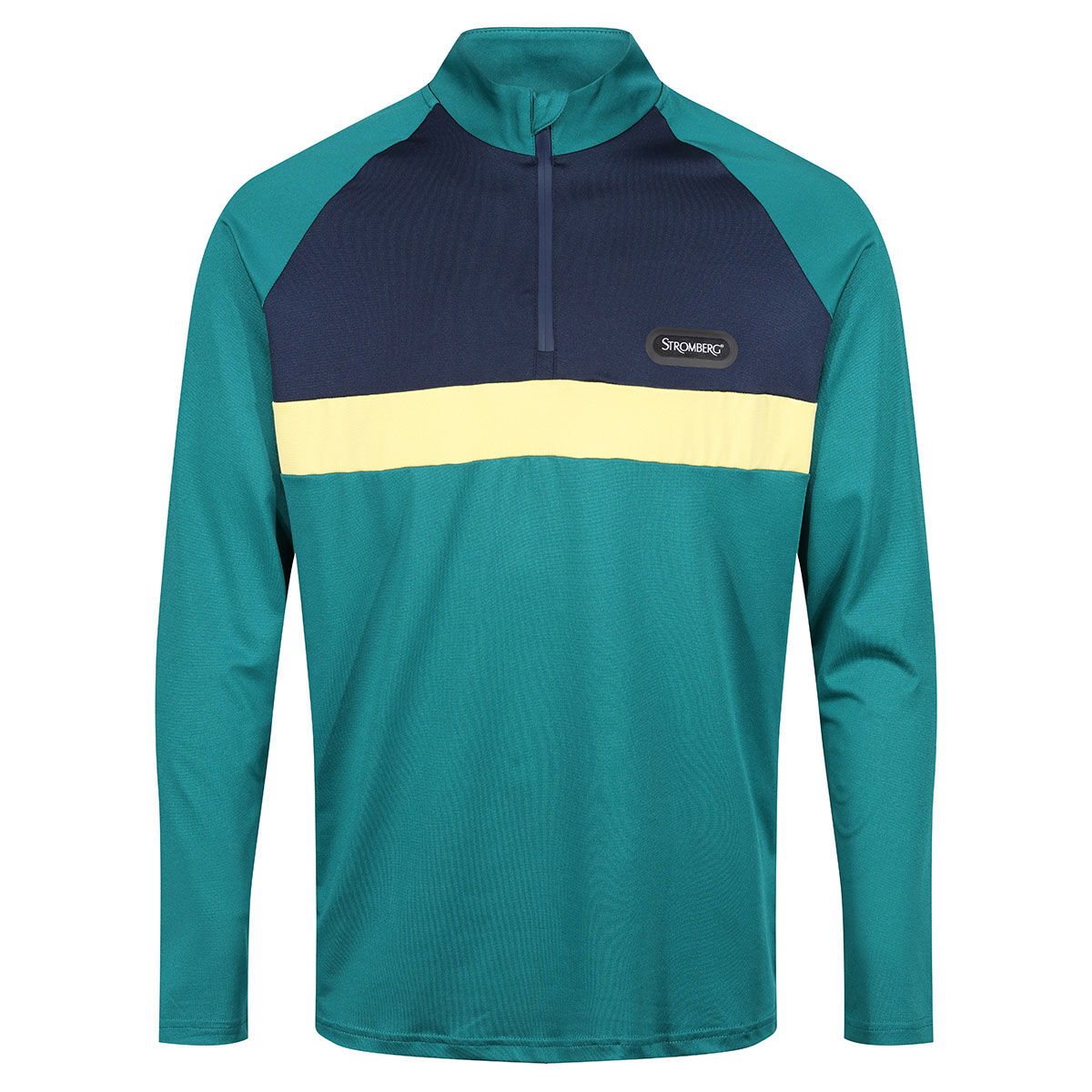 Stromberg Mens Green, Navy Blue and Yellow Men’s Rowe Half Zip Golf Mid Layer, Size: Small | American Golf