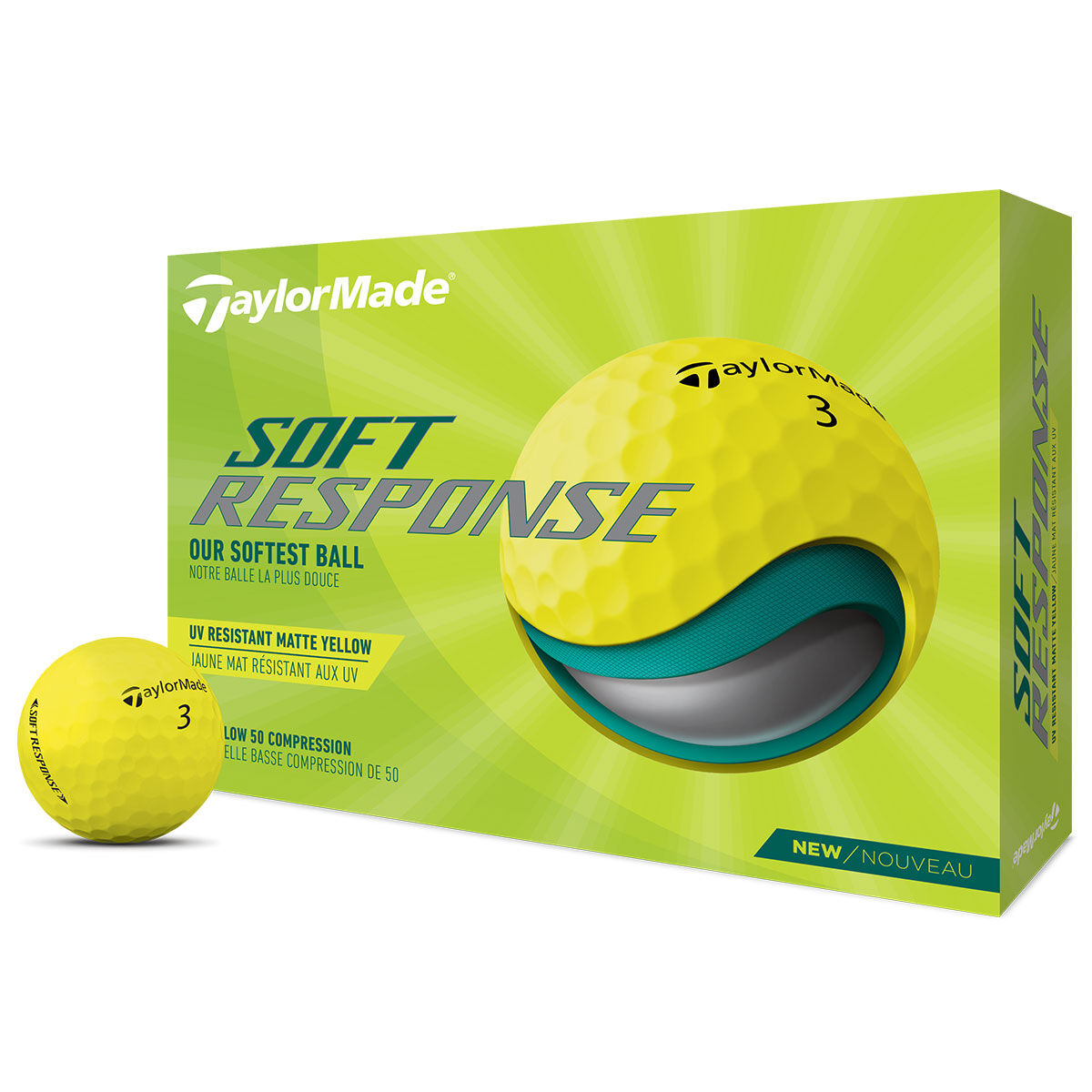 TaylorMade Soft Response 12 Golf Ball Pack, Mens, Yellow | American Golf