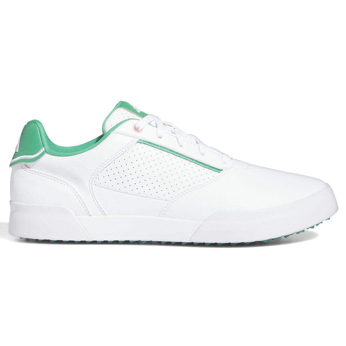 adidas Men’s Retrocross Waterproof Spikeless Golf Shoes, Mens, White/court green/coral fusion, 7 | American Golf