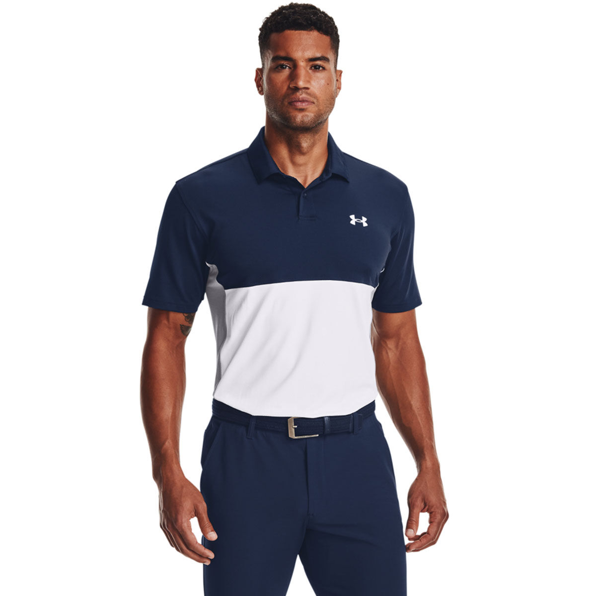 Under Armour Men’s Performance Blocked Stretch Golf Polo Shirt, Mens, Academy/white, Xs | American Golf