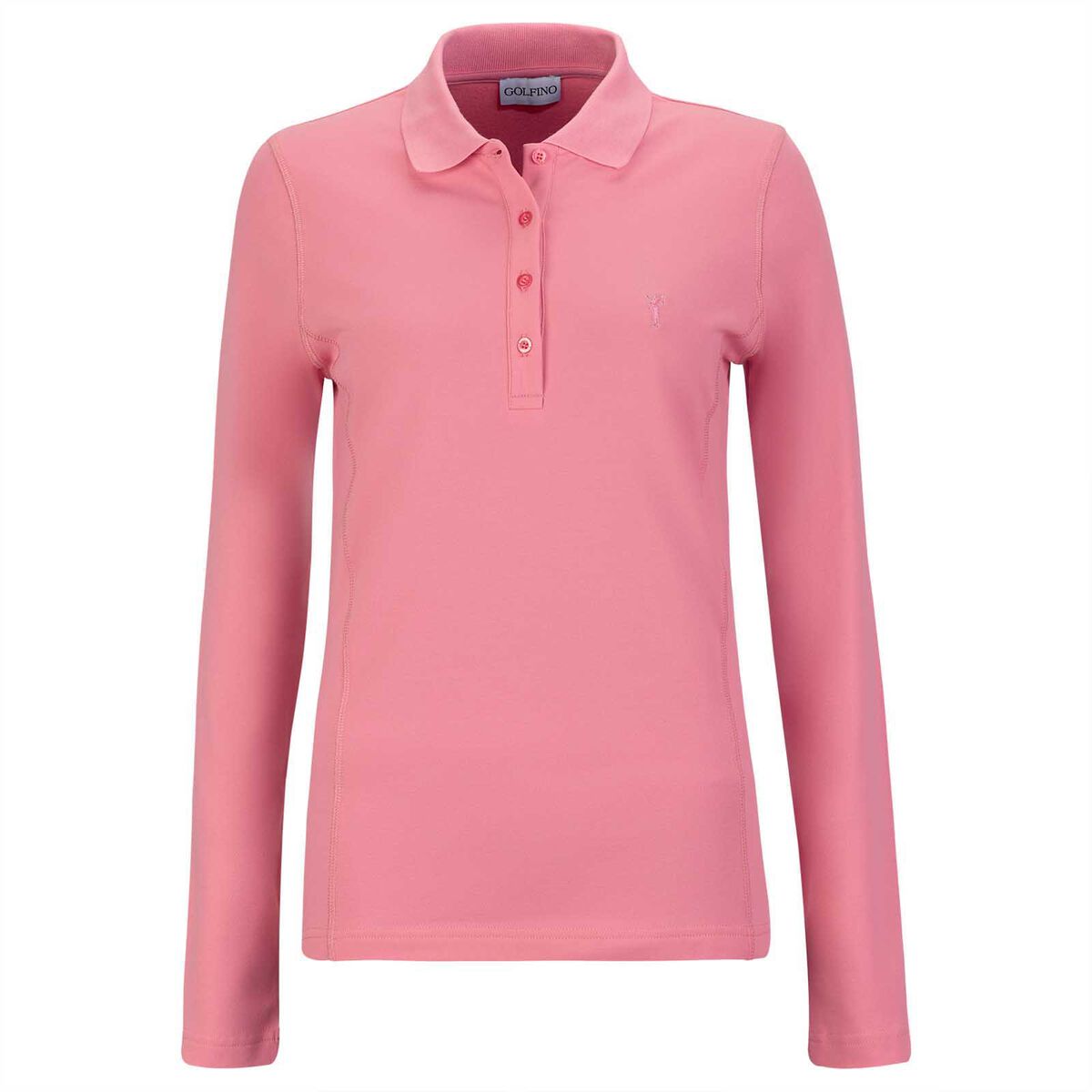 GOLFINO Mia Womens Long Sleeve Golf Polo Shirt, Female, Pink, 10 | American Golf