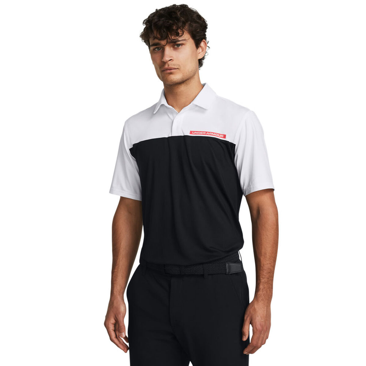 Under Armour T2G Colour Block Golf Polo Shirt, Mens, Black/white/solstice, Large | American Golf