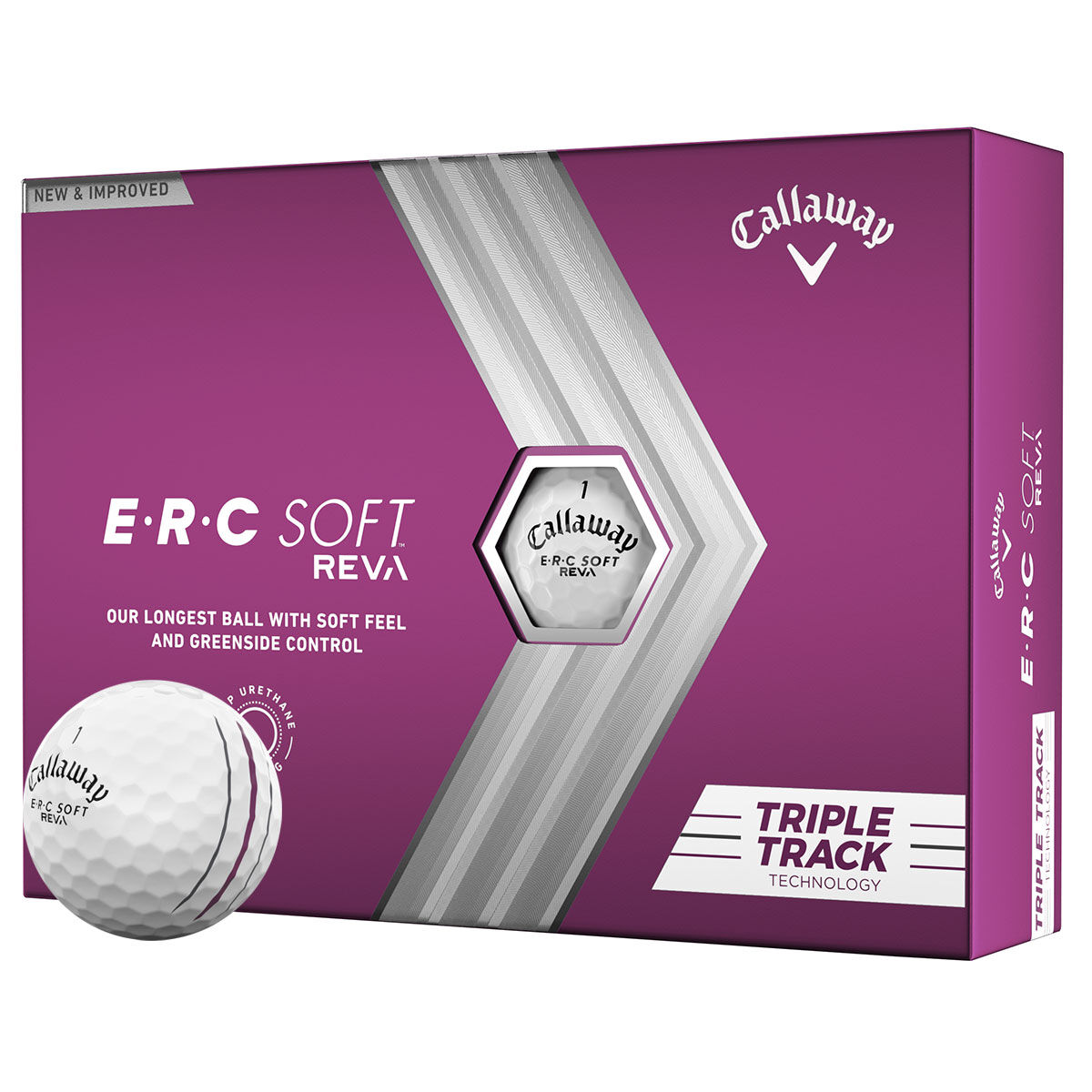 Callaway Ladies E.R.C Soft REVA Triple Track 12 Golf Ball Pack, Mens, White | American Golf