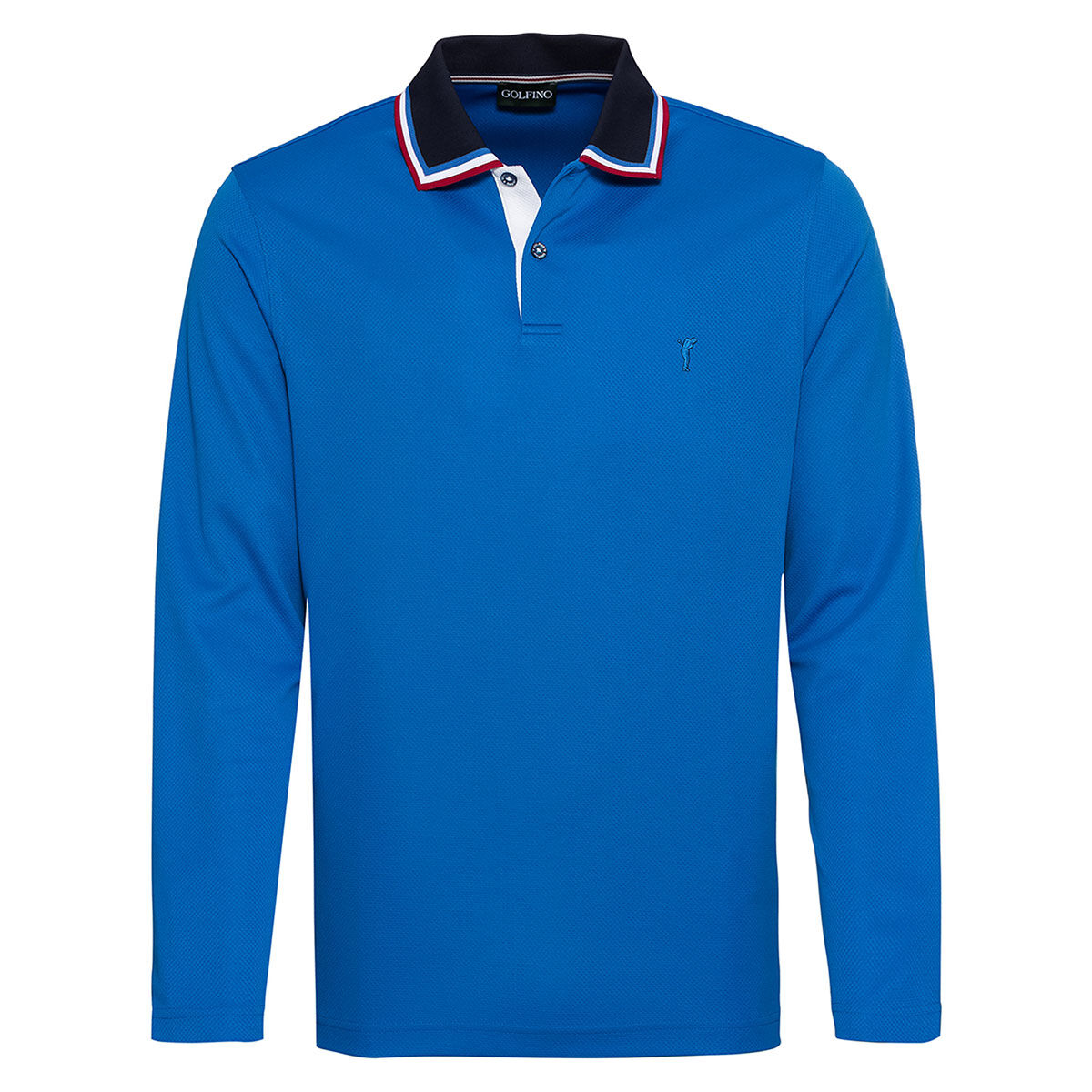 GOLFINO Men’s Contrast Collar Golf Polo Shirt, Mens, Electric blue, Small | American Golf