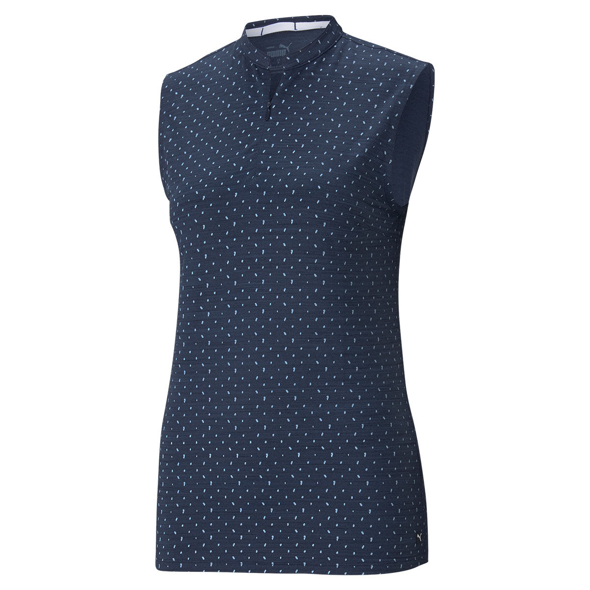 PUMA Golf Womens Navy Blue Polka Dot CLOUDSPUN Sleeveless Golf Polo Shirt, Size: Large | American Golf