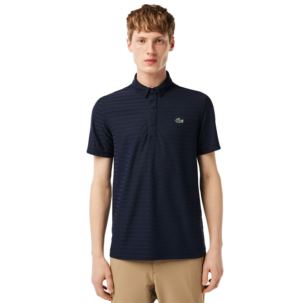 Lacoste Men’s SPORT Fine Stripe Golf Polo Shirt, Mens, Navy blue, Medium | American Golf