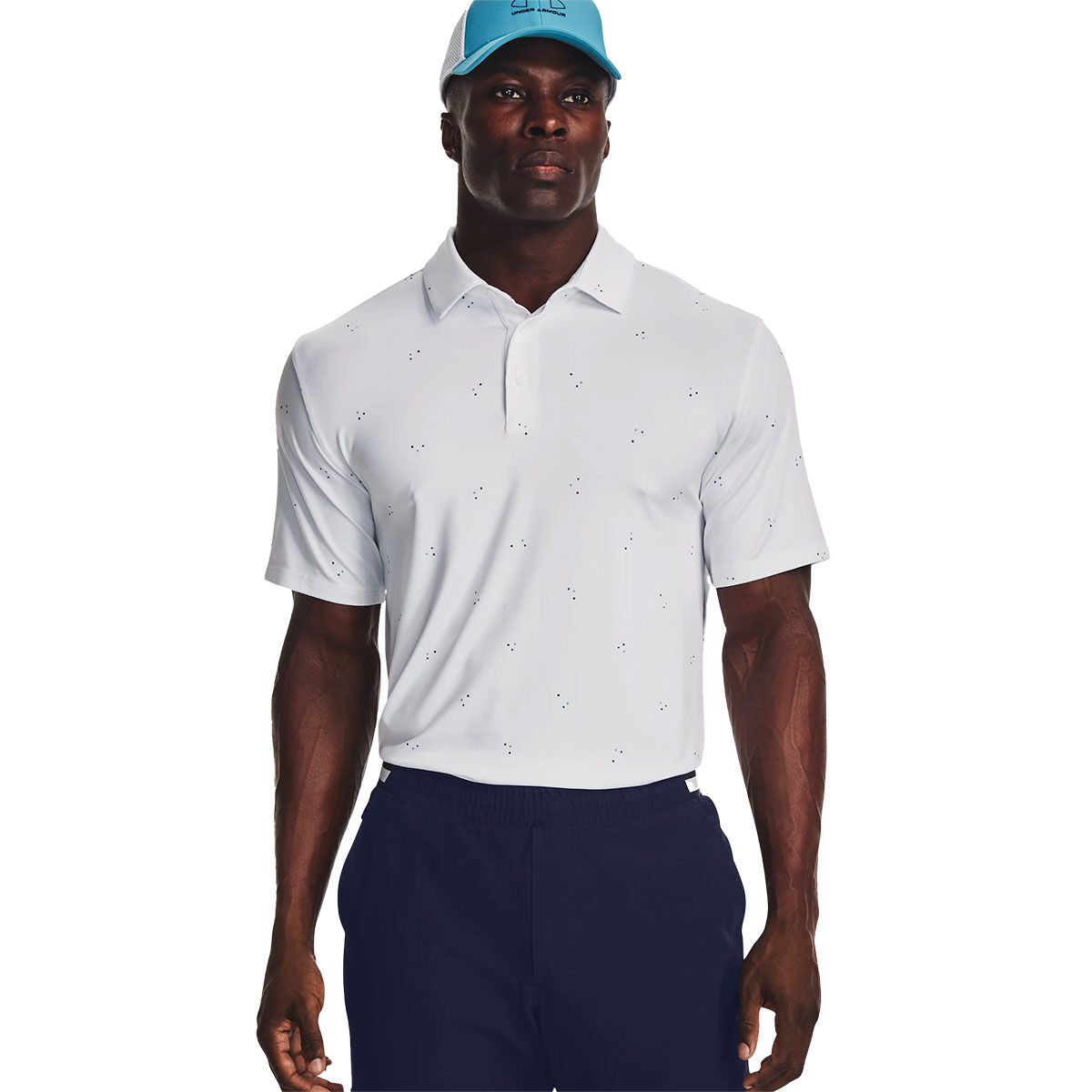 Under Armour Mens White and Blue Playoff 3.0 Printed Golf Polo Shirt, Size: Large | American Golf