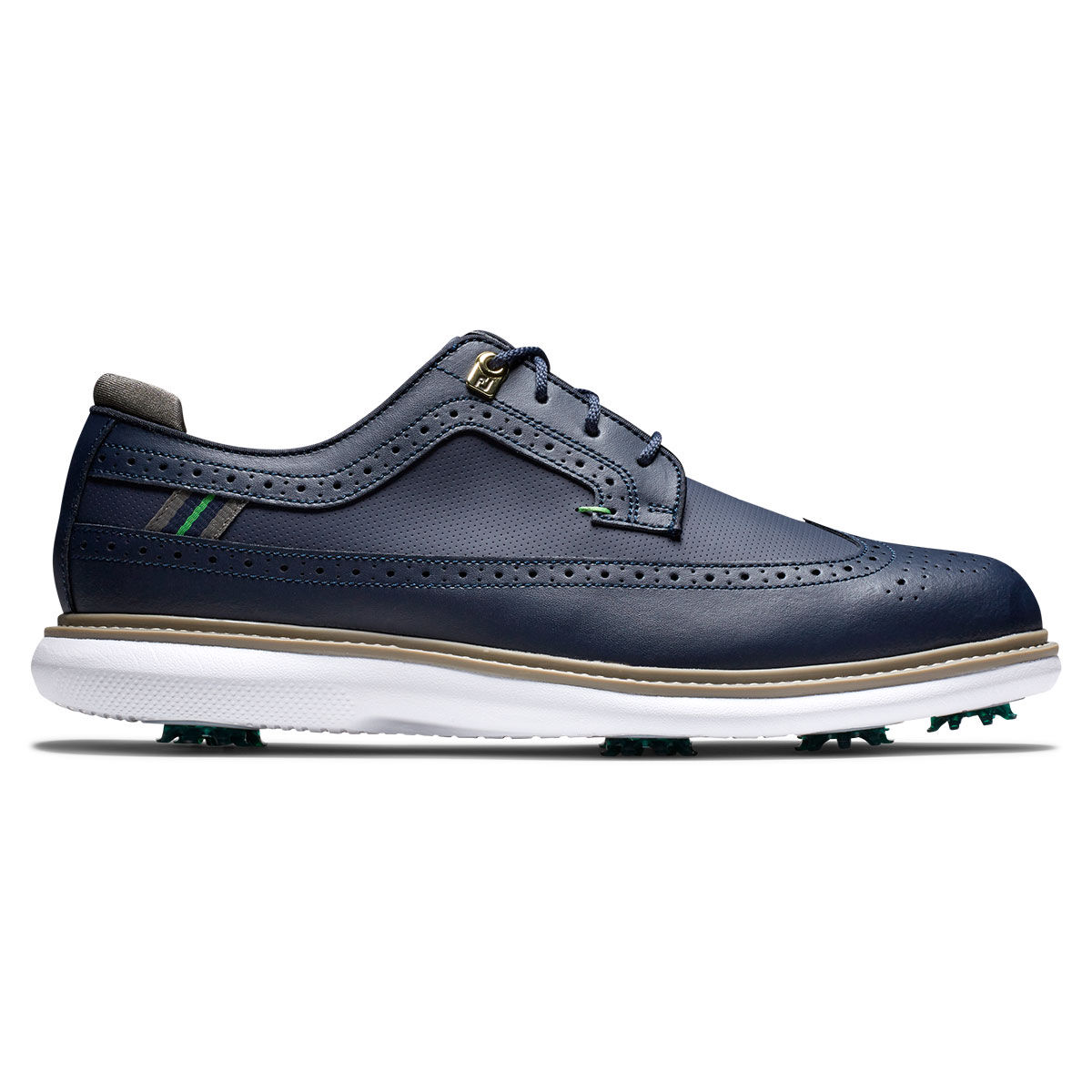 FootJoy Mens Navy Blue Lightweight Traditions Long Wing Regular Fit Golf Shoes, Size: 7| American Golf