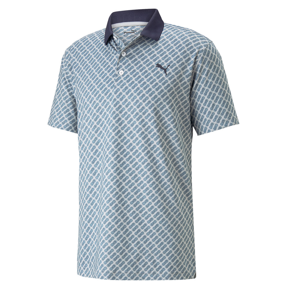 PUMA Golf Men’s Navy Blue Comfortable MATTR Pineapples Golf Polo Shirt, Size: S | American Golf