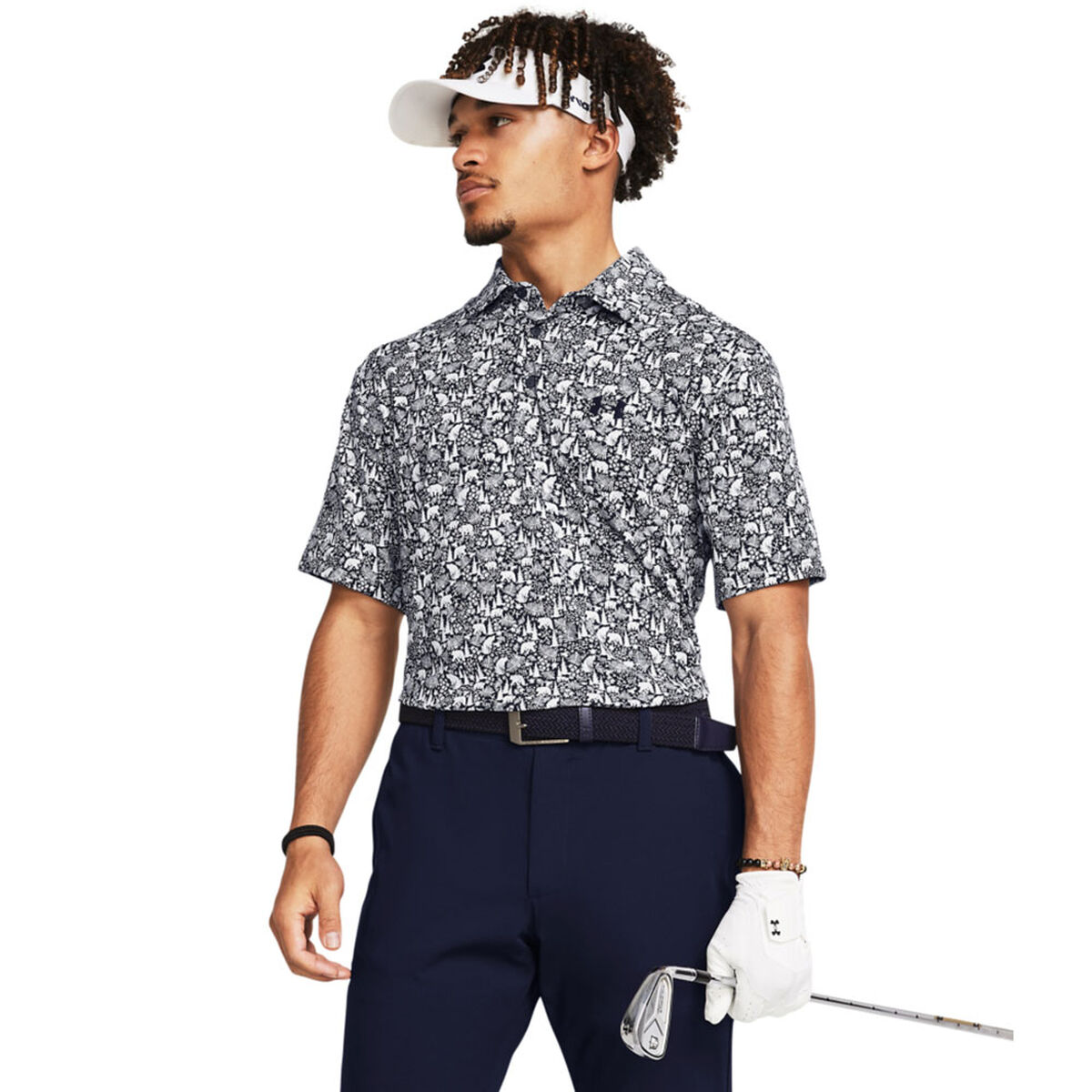 Under Armour Men’s Playoff 3.0 Bear Botanic Printed Golf Polo Shirt, Mens, Midnight navy, Xl | American Golf