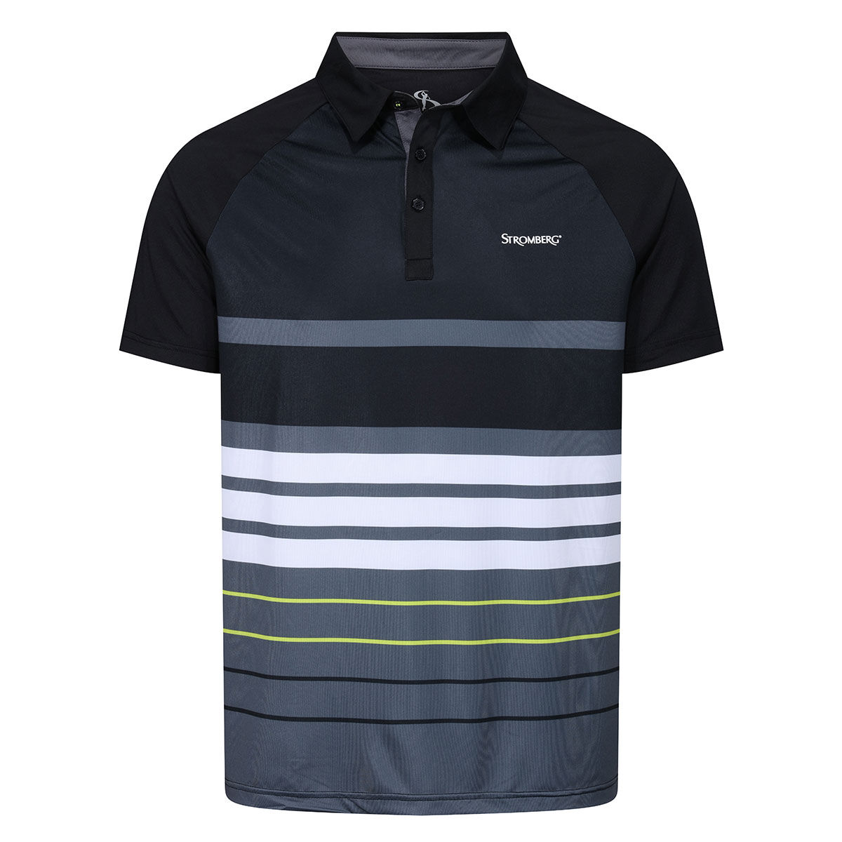 Stromberg Blue, White and Black Stripe Golf Polo Shirt, Size: Small | American Golf