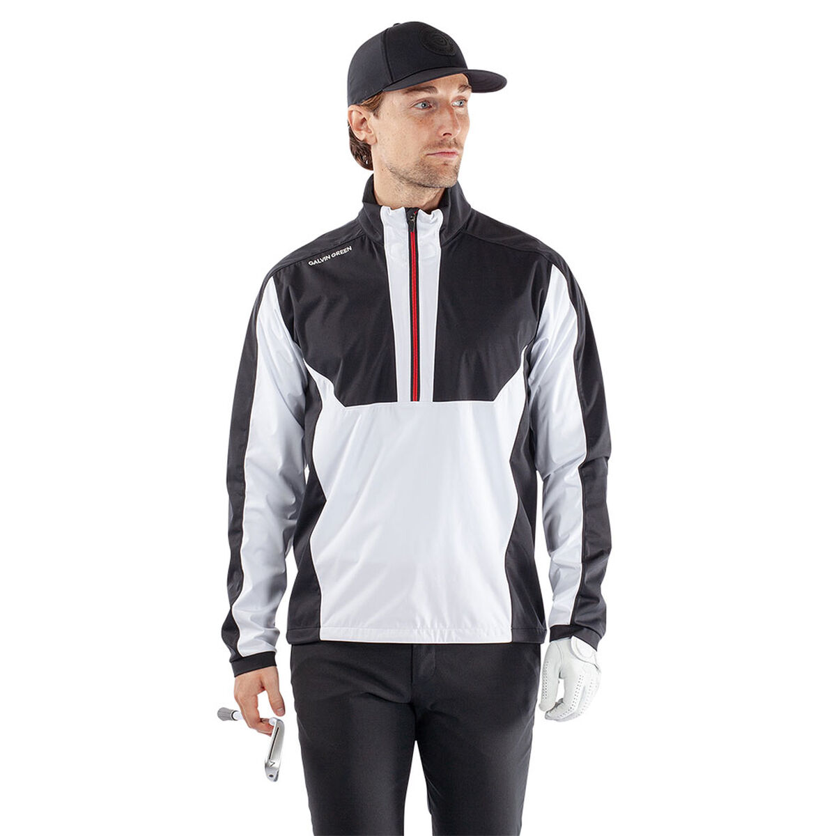 Galvin Green Men’s Lawrence Half Zip Golf Mid Layer, Mens, White/black/red, Large | American Golf