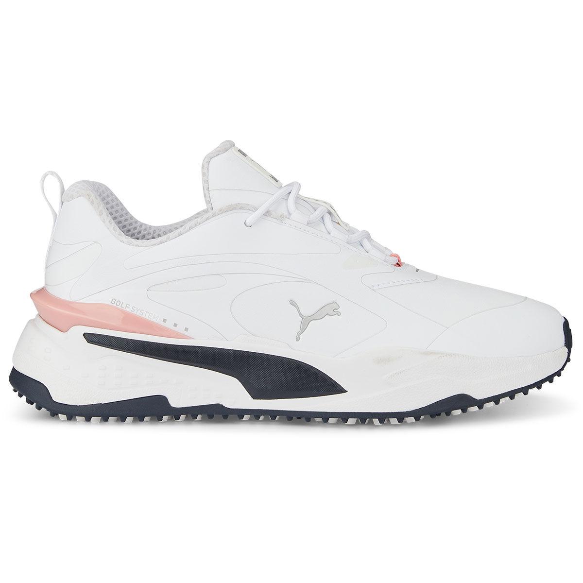 PUMA Golf Women’s White, Black and Pink Waterproof PUMA GS-Fast Spikeless Golf Shoes, Size: 4 | American Golf