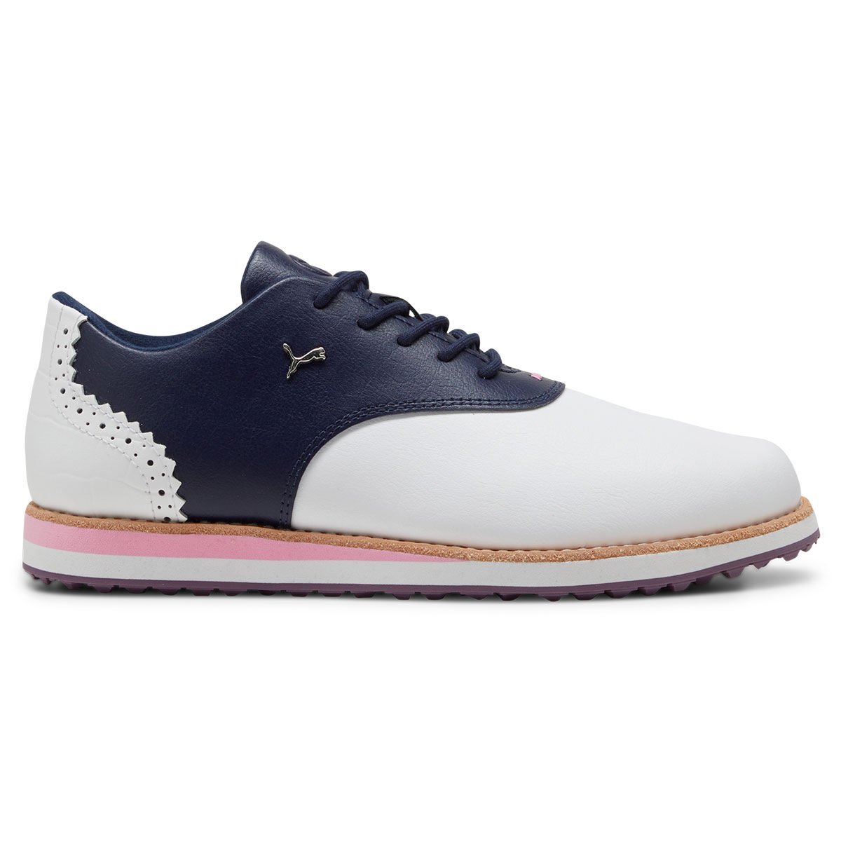 PUMA Womens Avant Waterproof Spikeless Golf Shoes, Female, White/deep navy, 7 | American Golf