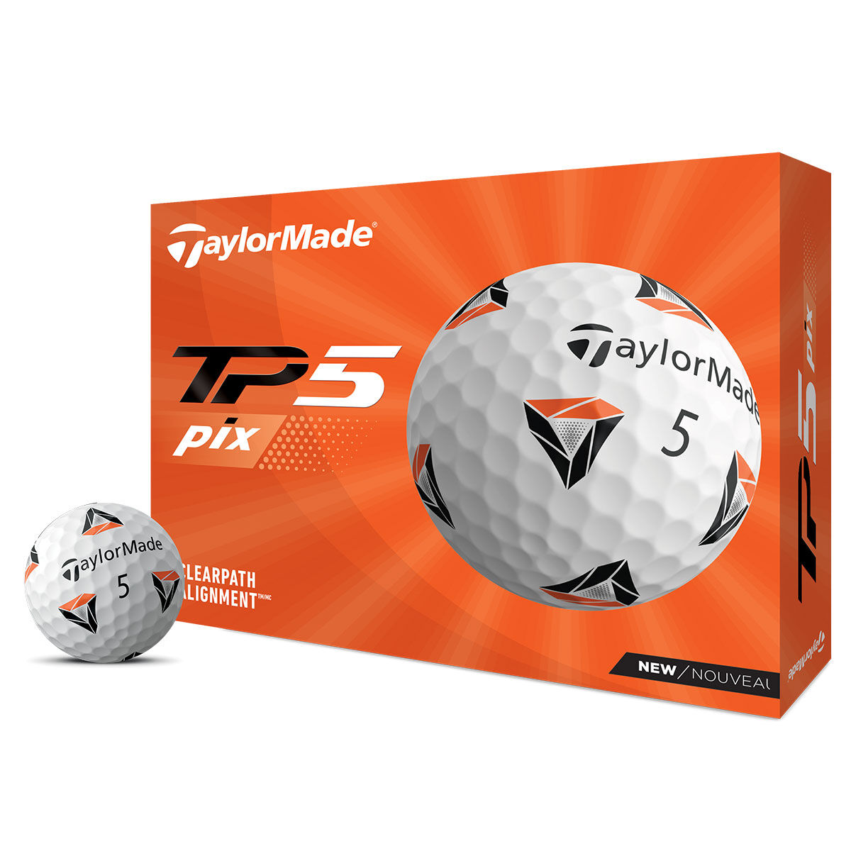 TaylorMade TP5 pix 2.0 12 Golf Ball Pack, Male, White, One Size | American Golf