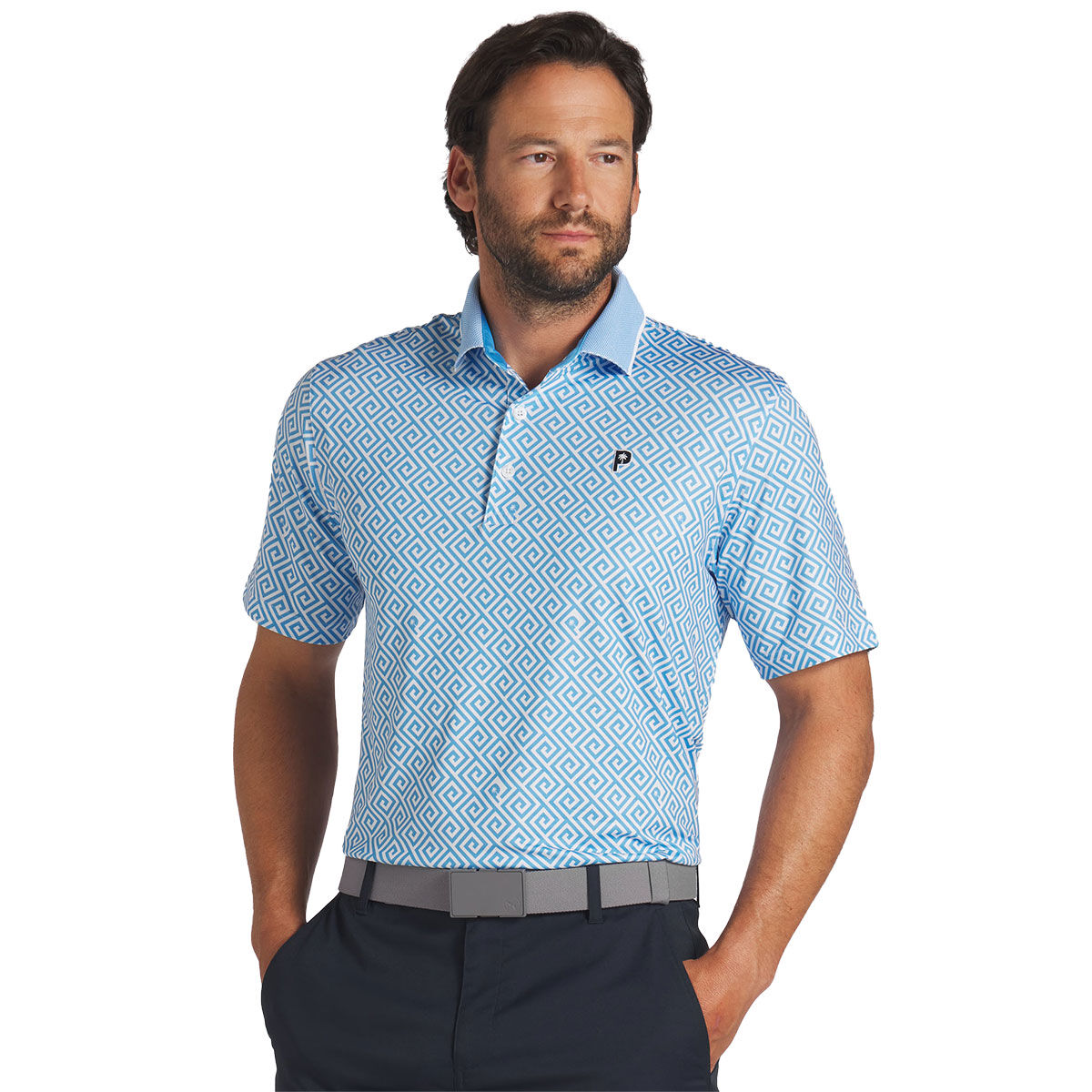 PUMA Men’s X Palm Tree Crew Resort Golf Polo Shirt, Mens, Regal blue/white glow, Xxl | American Golf