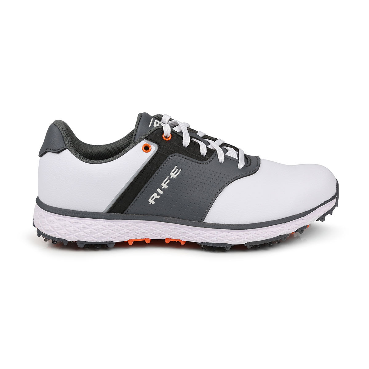 Rife Men’s Lightning Waterproof Spiked Golf Shoes, Mens, White/grey/black, 7 | American Golf