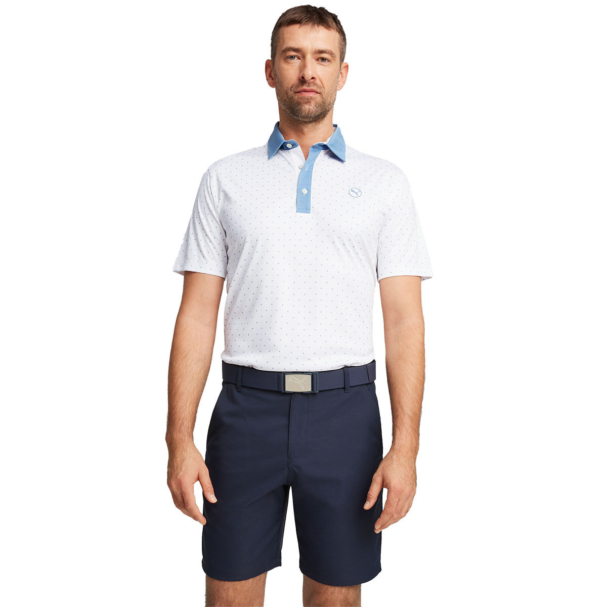 PUMA Men’s Pure Geo Golf Polo Shirt, Mens, White glow/zen blue, Xxl | American Golf
