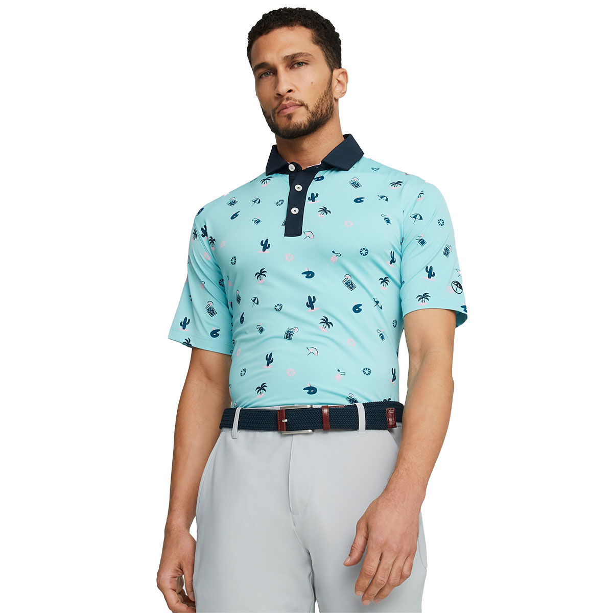 PUMA Men’s Arnold Palmer MATTR Dunes Golf Polo Shirt, Mens, Tropical aqua/navy blazer, Small | American Golf