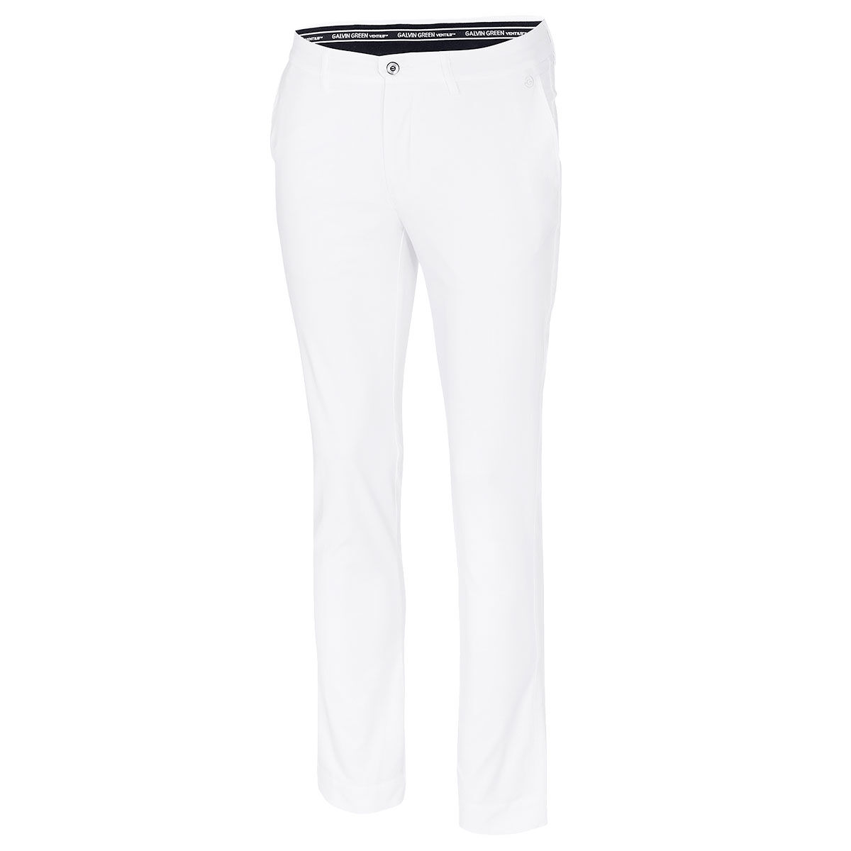 Galvin Green Mens White Comfortable Noah Short Fit Golf Trousers, Size: 34| American Golf