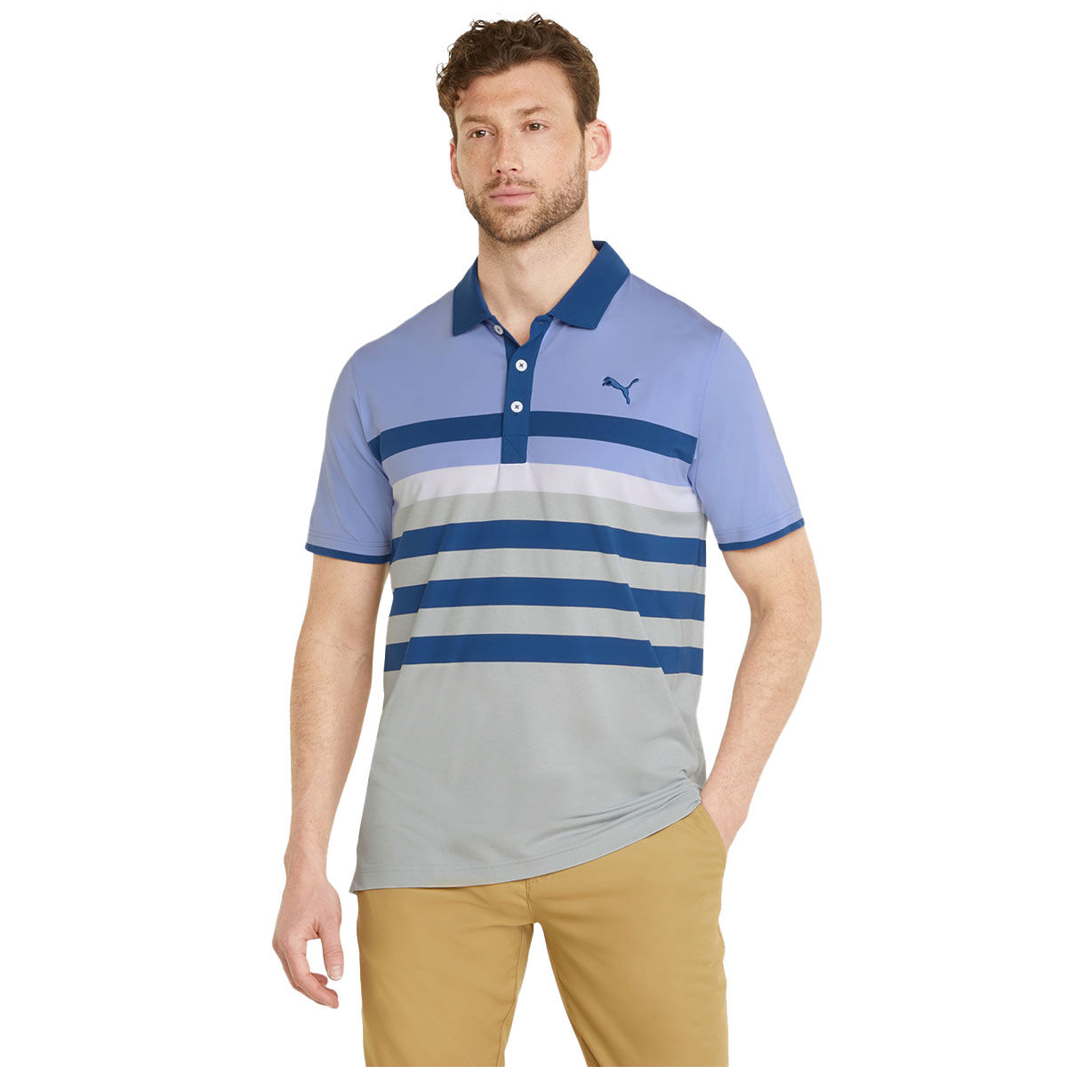 PUMA Men’s MATTR One Way Stretch Golf Polo Shirt, Mens, Lavendar pop/blazing blue, Small | American Golf