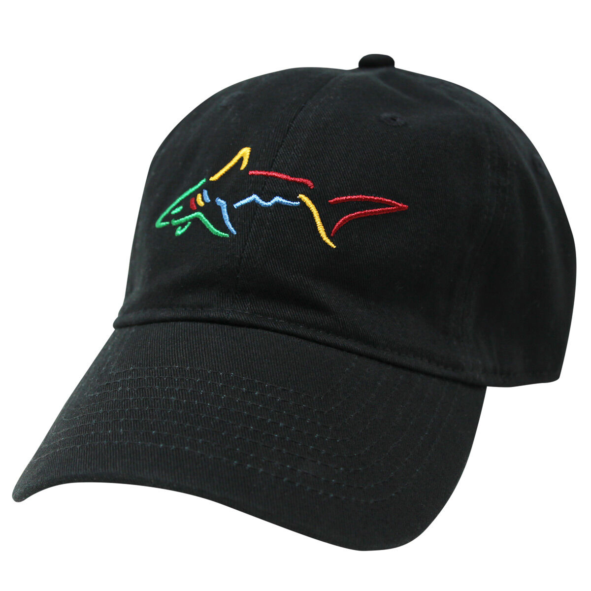 Greg Norman Mens Black Embroidered Shark Logo Golf Cap, Size: one Size | American Golf