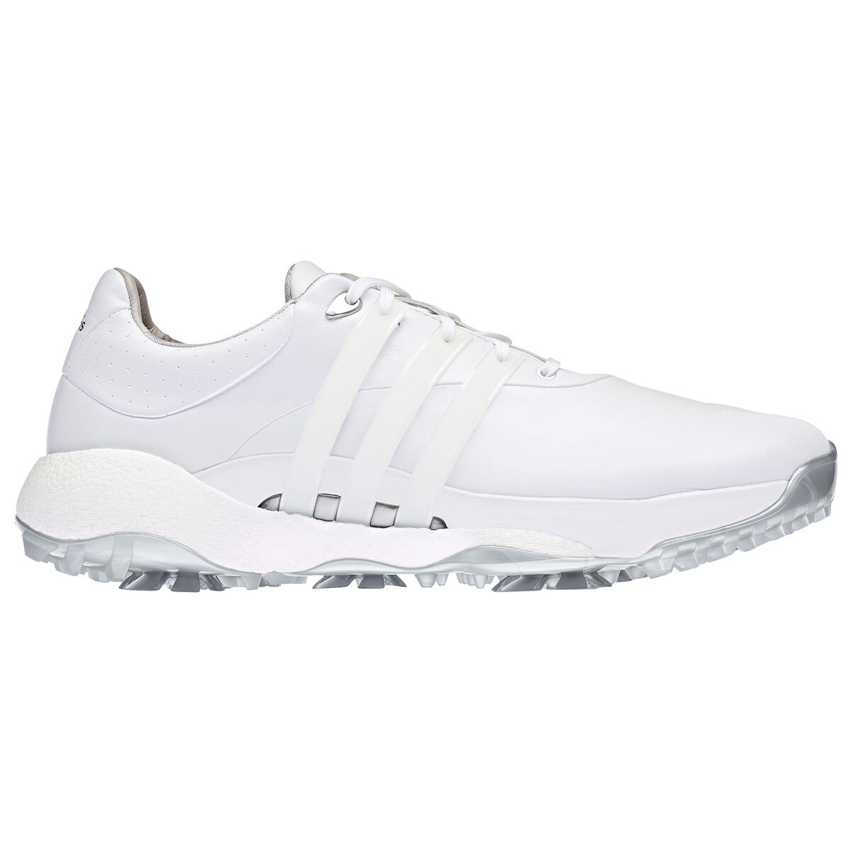 adidas Golf Tour360 Mens White and Silver Waterproof 22 Regular Fit Golf Shoes, Size: 7 | American Golf