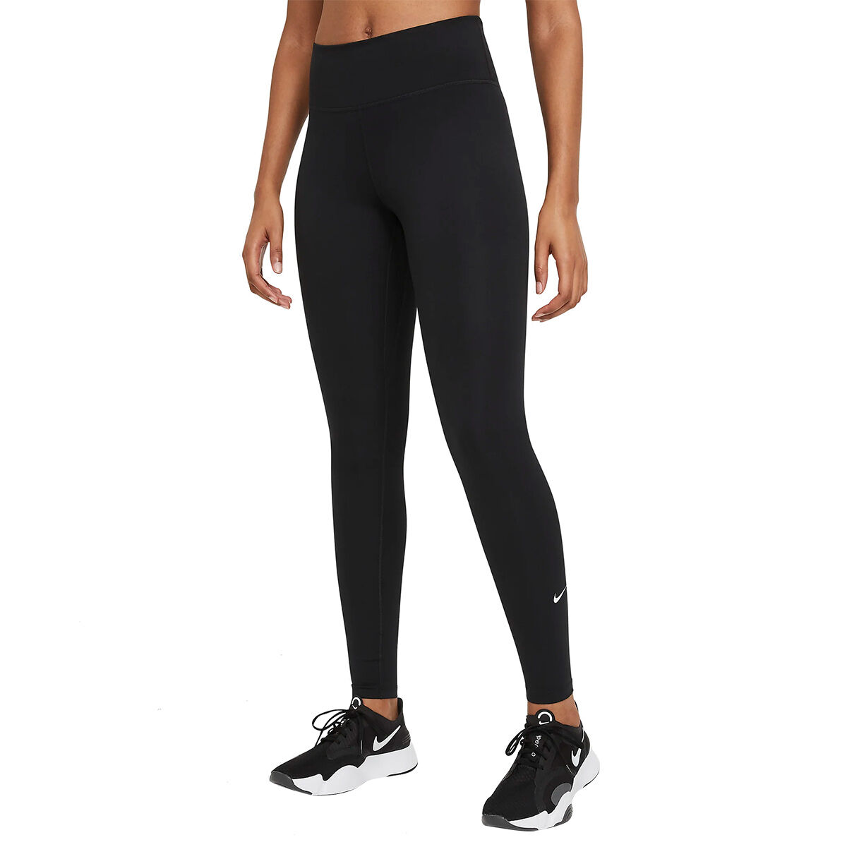Nike Womens One Mid-Rise Golf Legging Golf Trousers, Female, Black/white, Small | American Golf