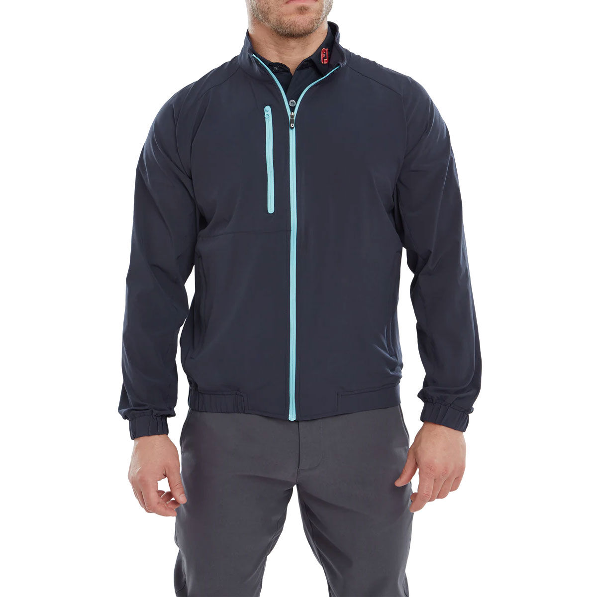 FootJoy Mens Navy and Light Blue Lightweight Men’s Elements Packable Golf Jacket, Size: Medium | American Golf