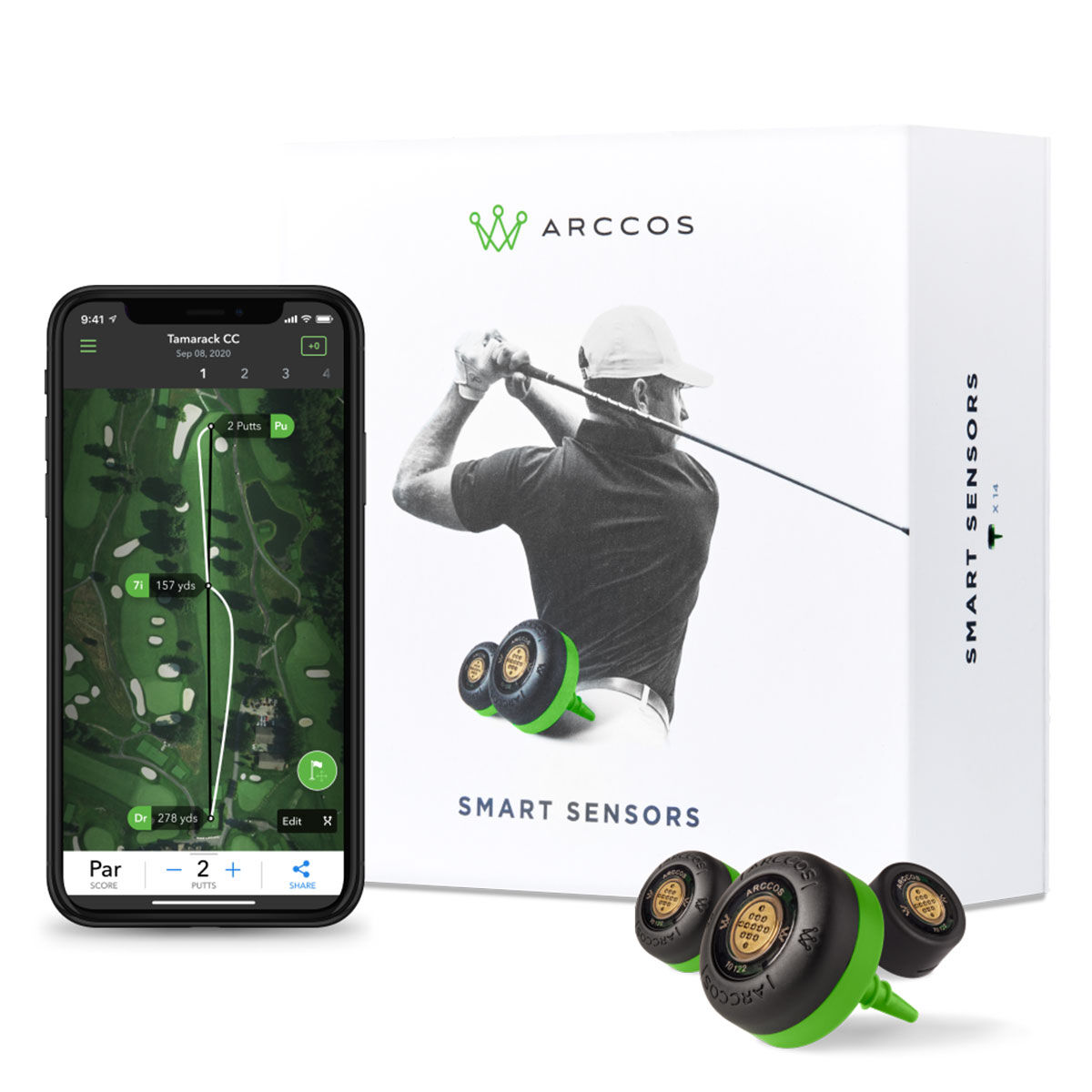 Arccos Mens Black and Green Caddie Generation 3 Smart Sensors, Size: One Size | American Golf
