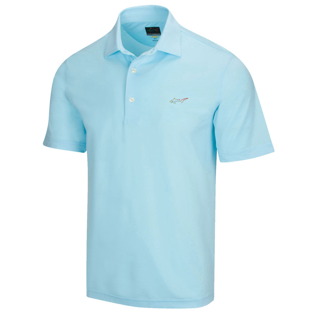Greg Norman Mens Blue Embroidered Shark Logo Golf Polo Shirt, Size: Small | American Golf