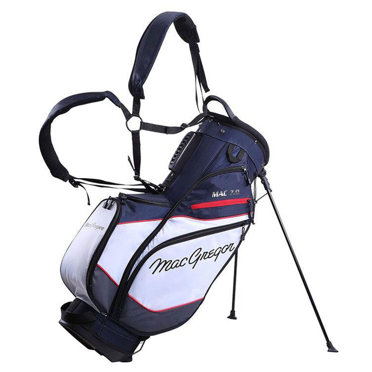 MacGregor MAC 7.0 Lightweight Golf Stand Bag, Navy/white/red | American Golf