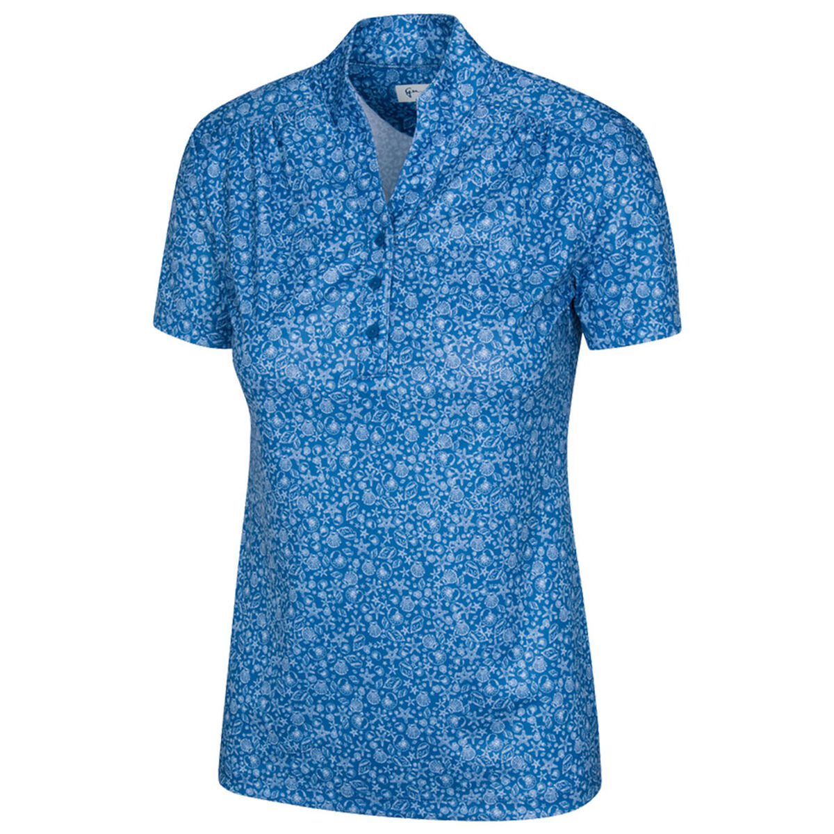 Greg Norman Women’s Blue Floral Print Microlux ML75 Golf Polo Shirt, Size: Small | American Golf